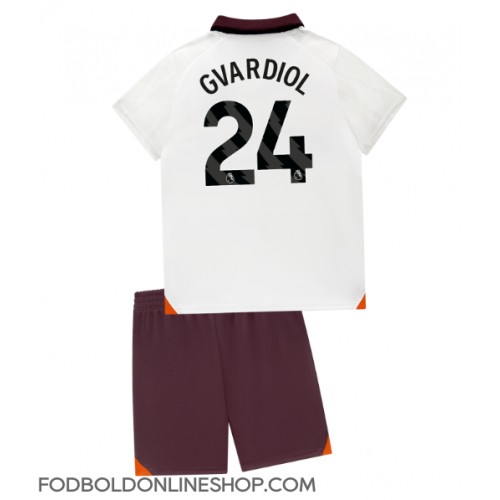 Manchester City Josko Gvardiol #24 Udebane Trøje Børn 2023-24 Kortærmet (+ Korte bukser)